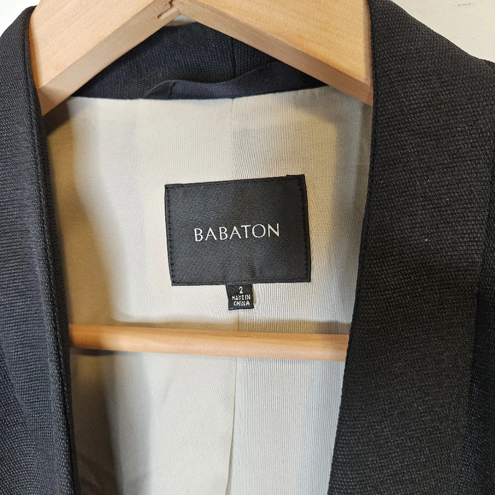 Aritzia Babaton Keith Blazer Jacket Sz 2 Open Front Black Minimalist Corporate - Picture 5 of 14